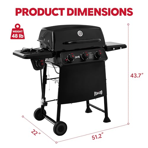 3 Burner Propane Gas Grill with Side Burner