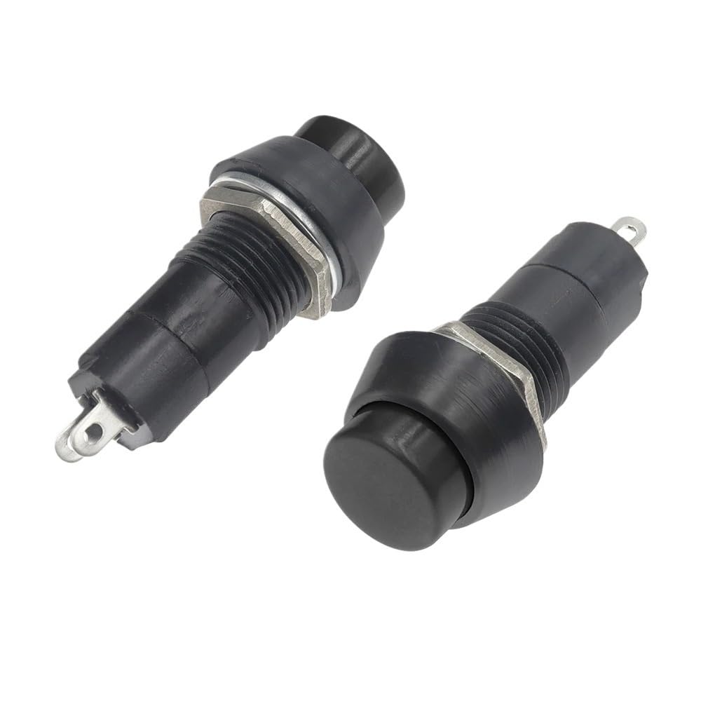 AUOQKQUT 10PCS Momentary black PBS-11A 12mm Push Button Switch Latching Switchs 1A 250V AC 2PIN PBS-11B