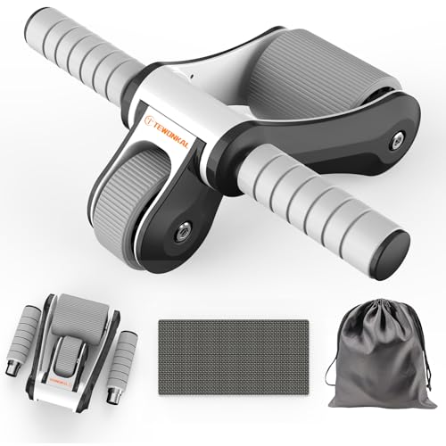 TEWONKAL Portable Ab Roller Wheel with Knee Pad & Storage Bag, Foldable Design Quiet Wheels with...