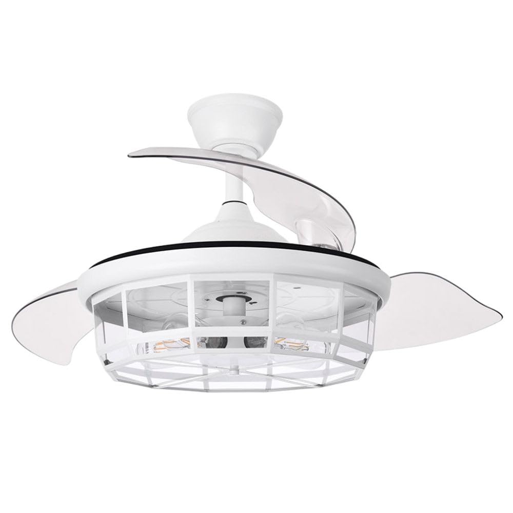 ABRILA DC Tornado White Fan | 5x E27 | 3 Folding Blades | 6 Speeds | Remote Control | Timer | Modern Design
