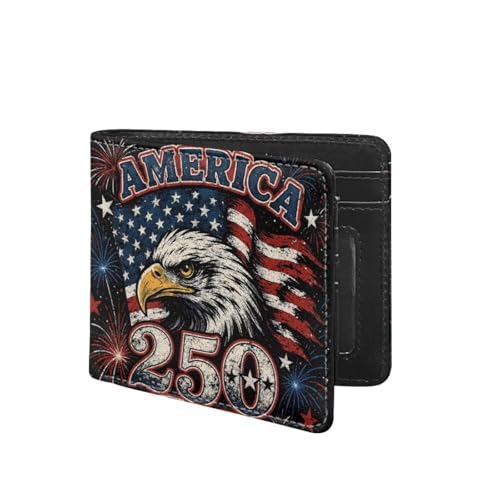 Image of Coldinair America 250 Years Eagle Leather Wallets for Boys 6-12 Bifold Wallet for Teen Boys,Cool Credit Card Cash Id Holder Rfid Blocking Small Wallets with Coin Pocket