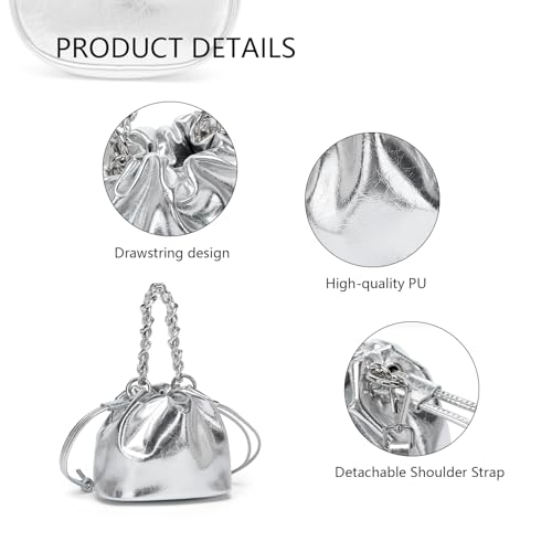 PU Drawstring Bucket Bag Handbag with Crossbody Design for Women Elegant Bucket Bag3