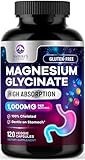 Magnesium Glycinate Capsules 1000mg - Pure & Chelated for Max Absorption - Supports Muscle, Nerve & Heart Health, Sleep Support - Best Magnesium Pills Supplement for Whole Body Support - 120 Capsules
