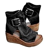 GJQGYY Women's Summer Sexy Platform Wedge Slides Sandals Open Toe Ladies Elegant Casual Roman Walking Shoes Ankle Strap Concise Comfort with Arch Support