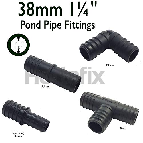 Hortafix Pond Pipe corrugated pipe Elbow 1 1/2" 38mm Barbed, Black - Image 2