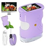 Handy Digital Mikroskop für Kinder, 1080P HD 2.0 Bildschirm Mini-Mikroskop, 1000X USB tragbares Taschenmikroskop, Wiederaufladbares Tragbares Mikroskop, Science draussen ab 3 Jahren (Purple)