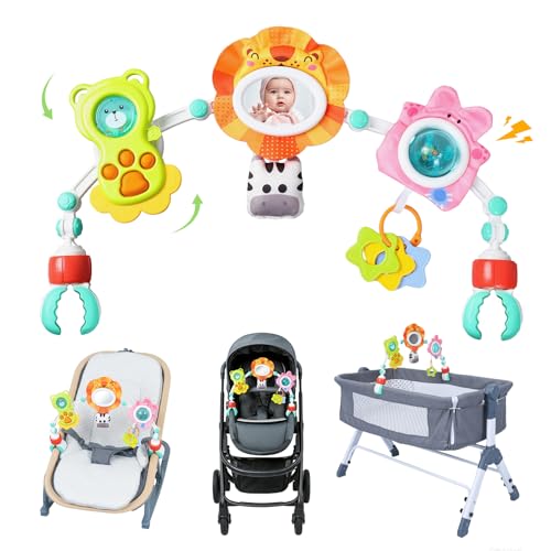Image of Orzbow Adjustable Stroller Hanging Toys, Arch Crib Mobile with Fascinating Toys to Stimulate Baby's Senses and Develop Motor Skills, Baby Mobile for Bassinet, Car Seat & Bouncer, Lion