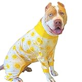 Spark Paws Dog Pajama, Ultra-Soft and 4-Way Stretch, Recovery-Suit PJ Onesie for Small, Medium and Large Breeds - Sunshine - 4XL
