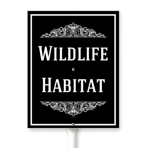 Horienteeon Wildlife Habitat Yard Sign With Stake Natural Habitat Area Sign, Wildlife Sign 6x4.6" Rustproof Aluminum Outdoor Wildflowers Lawn Grass Decorations Home Garden Lawn