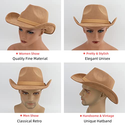 Pro Celia Classic Women Men Western Cowboy Hat Wide Brim Cowgirl Hat (Brown) #TOP5