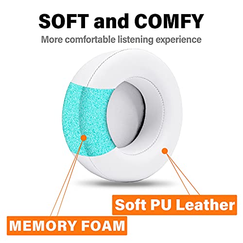 Almohadillas compatibles para auriculares Virtuoso RGB Wireless SE - Espuma viscoelástica - Almohadillas de cuero PU (Blanco) miniatura 2