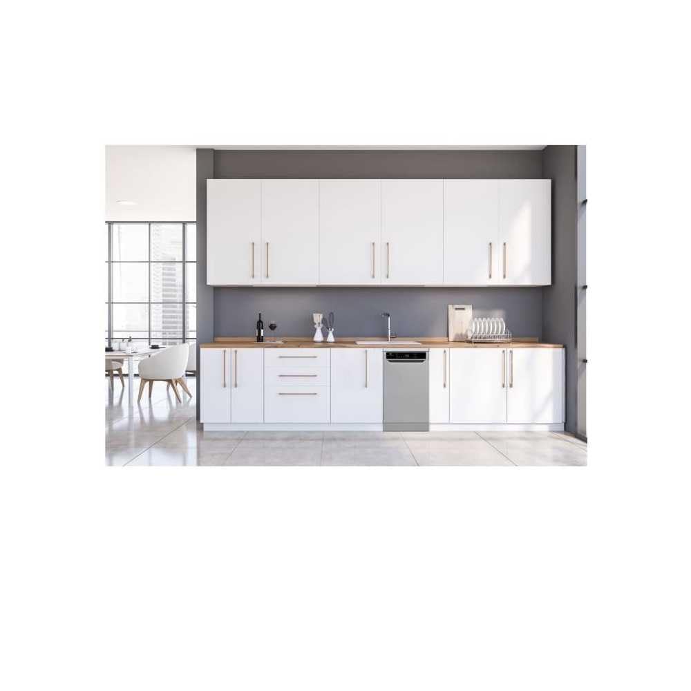Lave-vaisselle pose libre CONTINENTAL EDISON - 10 couverts - Largeur 44,8 cm - Classe D - 45 dB - Silver