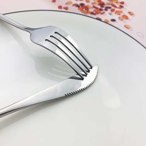 Image of 24-Piece Flatware Set, Stainless Steel Knife Fork Spoon, Home Dinnerware Tableware Set for 6,Stainless Steel Cutlery Set for Home, Kitchen, Restaurant, Utensils (Silver)