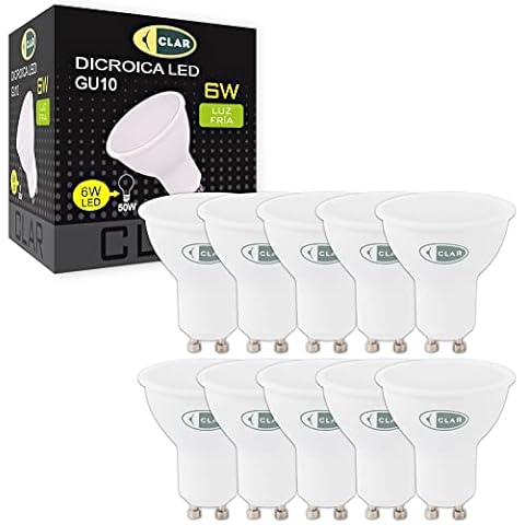 CLAR - Bombilla LED GU10, 6W, Pack 10 Cover