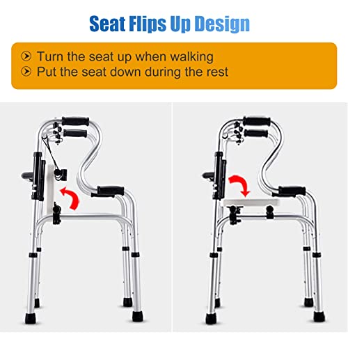 Folding Portable Standard Walker with Seat, No Wheels Compact Lightweight Medical Walking Aid for Hospital/Home, Adult Elderly Disabled Feito na China - Image 4