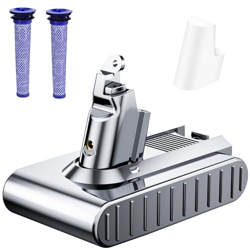 JUNWOOD 10000mAh Replacement for Dyson V6 Battery 21.6V Lithium VTC4 SV03 SV04 SV05 SV06 SV07 SV09 DC58 DC59 DC61 DC62 DC72 DC74 Absolute Animal Motorhead Slim Vacuum with 2 Filters (V6)