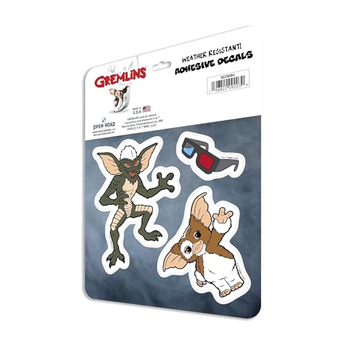 Image of Gremlins Gizmo and Stripe Adhesive Vinyl Decals - Retro Gremlins Stickers for Laptops, Notebooks, or Fandom Displays, 1 Pack (3 Count)