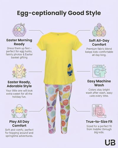 Image of Unique Baby 2 Piece Girls Printed Leggings Outfit with Short Sleeve Shirt Kid and Toddler Clothes Set