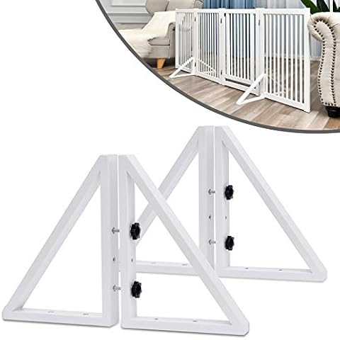 WELLAND Triangle Support Feet Set of 2 for 360 Degree Configurable Gate Collection, Solid Pine Wood, Easy to Install, 2 Pairs of Safety Fence Feet for Freestanding Pet Gates, White (Only Feet) Cover