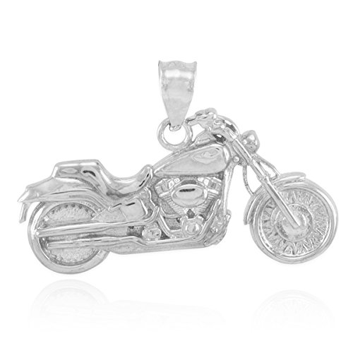 Claddagh Gold Sterling Silver Polish Biker Charmed Biker Charm Motorcycle Pendant