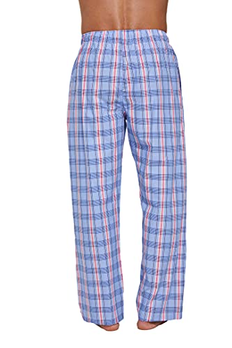 CYZ Pijama masculino de popelina 100% algodão, Xadrez vermelho marinho, X-Large