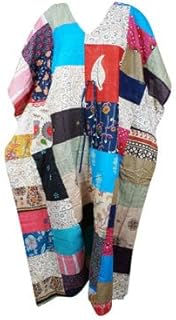 Mogul Interior Patchwork cotton kaftan dress, Women maxidress, Lightweight beach cover up Caftan One size
