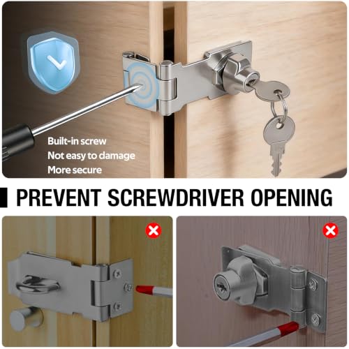 Image of 3.15 Inch Zinc Alloy Double Hinge Hasp Latch Locks with Keys, 1 Pack