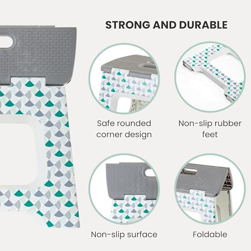 Image of Vigar Compact Folding Step Stool for Adults 12-1 /2 Inch Geometric