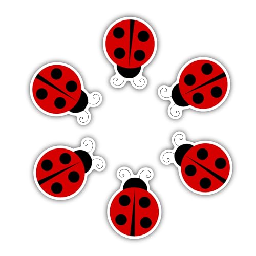 Image of Pack of 6-2'' Stickers - Ladybug Cute Styling Car Laptop Phone Vinyl Sticker - Sticker Graphic Decal
