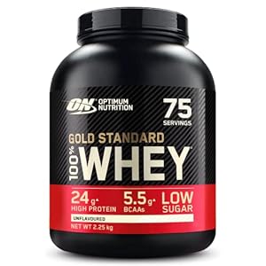 Optimum Nutrition Gold Standard 100% Whey Spieropbouw en Herstel, Proteïnepoeder met Lichaamseigen Glutamine en BCAA Aminozuren, Zonder Toegevoegde Smaak, 75 Porties, 2.25 kg
