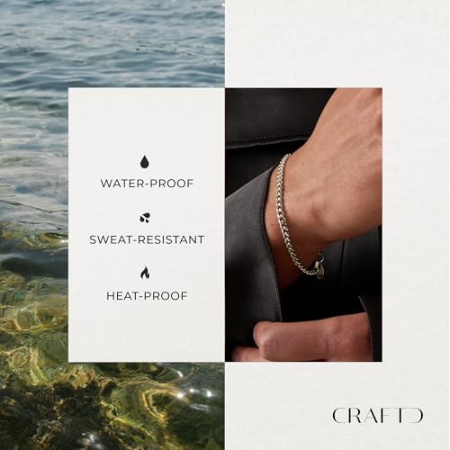 CRAFTD | Cuban Link Bracelet | Waterproof, Heat & Sweat Resistant | Gifts for Men | Men's Jewelry | Size 4MM |3