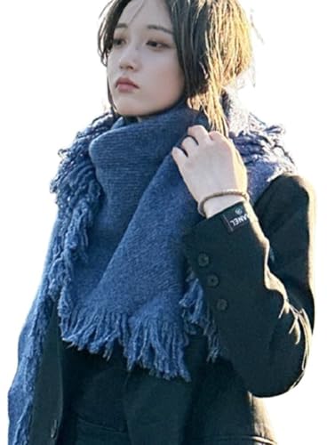 Women's Tassel Triangle Shawl Wraps Knitted Knotted Wool Scarf Solid Cardigan Sweater Casual Travel Cape Shoulder Top