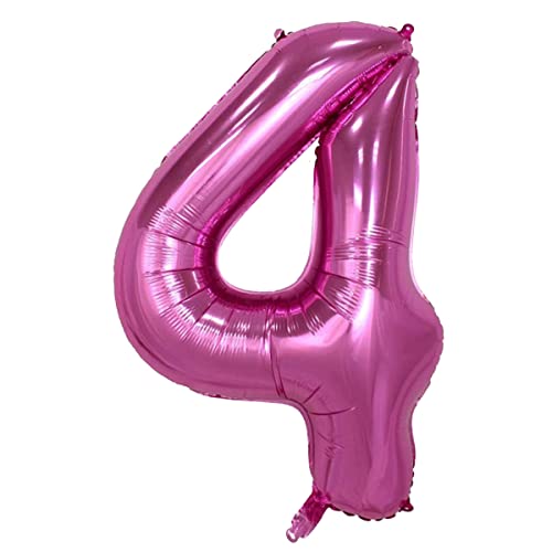 Image of Pink 32 Inches 4 Numbers Shape Large Big Foil Helium Balloons For Party Decorations In Happy Birthday Anniversary Office Items Materials Set Pack, Pack Of 1
