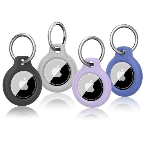 Vancle Air Tag Holder 4 Pack, Airtag Keychain Holder, Anti-Scratch, Twist Lock Design, Airtag Case with Metal Key Chain Ring - AirTag Accessory for