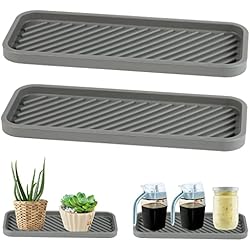 Cajas De Plastico Jabas StarryTiger 2 Pieza Organizadores para Fregadero, Porta Estropajos de Silicona para Fregadero, Antideslizante Alfombrilla Drenaje Fregadero para Estropajos, Cepillos o Jabó (Gris)