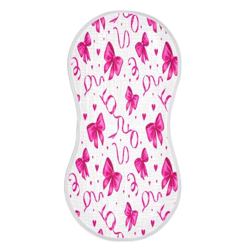 Kigai Pink Bows Baby Burp Cloths Extra Soft and Absorbent Burping Rags Cotton Burping Clothes Baby Washcloths for Newborn Boys Girls - 1 Pack2