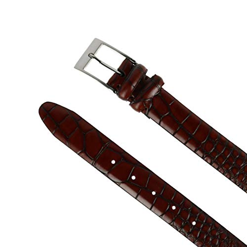 CTM® Men's Embossed Leather Croc Print Belt2