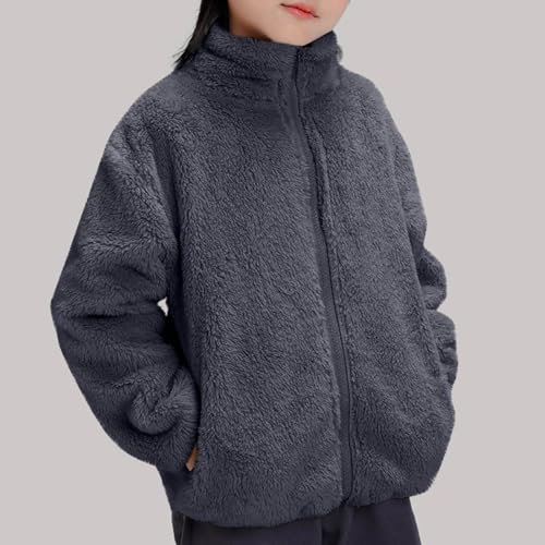 Jackets for Girls Zip up Fuzzy Fleece Jacket Winter Warm Soft Cozy Sweatshirt Stand Collar Long Sleeve Sherpa Jacket2