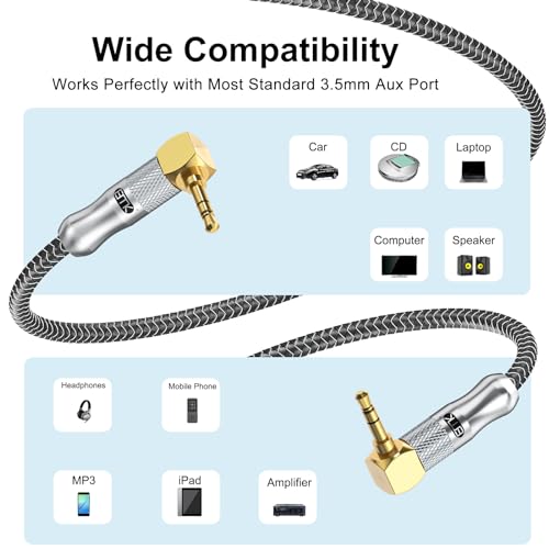 Cable audio 3.5mm de 3 metros con conector macho de doble ángulo recto TRS EMK 4