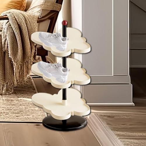 Image of Vertical Shoe Rack Corner Storage Organizer for Apartment Dormitory Entryway 3 Tier White