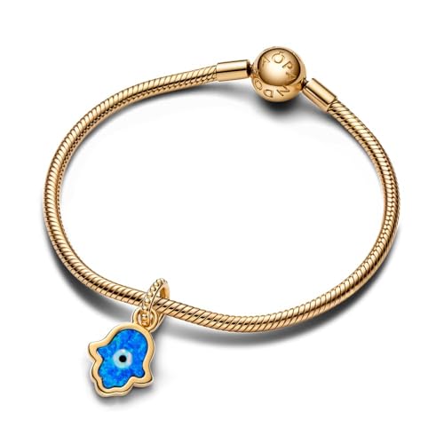 PANDORA Opalescent Blue Hamsa Hand Dangle Charm - Compatible with PANDORA Moments & ME - Gift for Her - Stunning Women's Jewelry - 14k Gold with Blue Opal - With Gift Box4