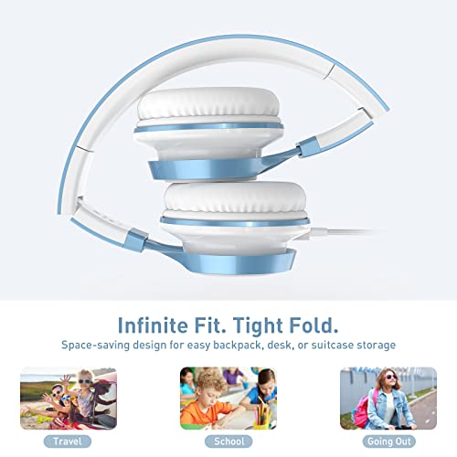 Image of AILIHEN Kids Headphones for School, 3.5mm Wired with Mic for Teens, SkyBlue