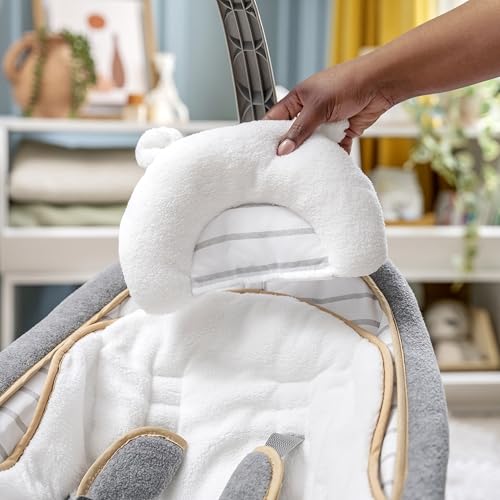 Ingenuity Boutique Collection Plush Modern Baby Rocker & Stationary Seat with Vibrations, Easy Fold, 0-30 Months Up to 40 lbs (Bella Teddy) - image 9