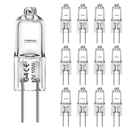 WeshLMPO Halogen G4 10W 12V 12 Stücke G4 Halogen Leuchtmittel 2700K Warmweiß Dimmbar für Backofen 300 Grad.