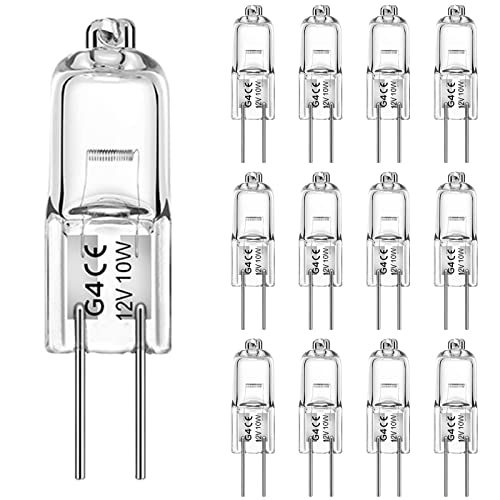 WeshLMPO Halogen G4 10W 12V 12 Stücke G4 Halogen Leuchtmittel 2700K Warmweiß Dimmbar für Backofen 300 Grad.