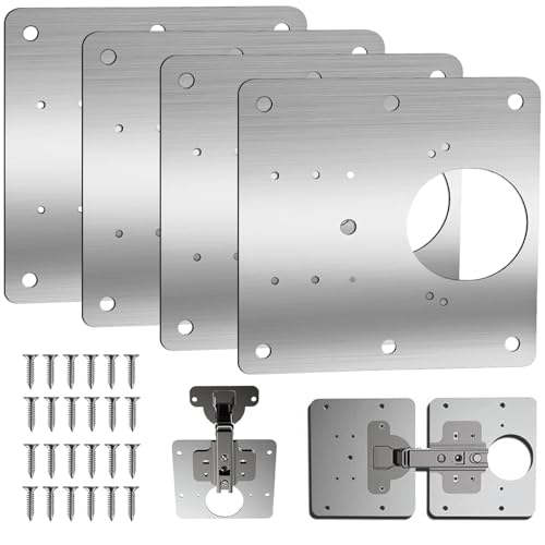 Armario placa de reparación de bisagras，reparación con tornillos de fijación para muebles de madera, cocina, armarios, muebles (4)