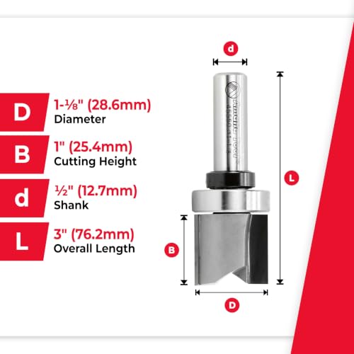Image of Amana Tool 45550 Carbide Tipped Flush Trim Plunge Template Router Bit 1-1 /8 Dia x 1 Inch x 1 /2 Shank with Upper Ball Bearing