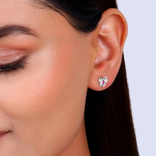 GIVA 925 Silver Pop Pink Studded Butterfly Studs | Gifts for Girlfriend, Gifts for Women and Girls | With Certificate of Authenticity and 925 Stamp... - Image 3