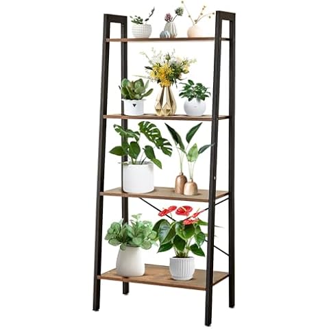 BMWEI 4 Tiers Bookshelf, Classical Ladder Shelf Cover