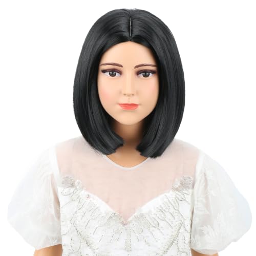 Kids Black Wigs Black Bob Wig Short Middle Part Wigs for Girls Child Daily Halloween Cosplay Synthetic Wigs
